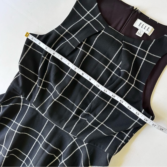 Elle Black Check Plaid Sleeveless Fit and Flare Dress - Picture 13 of 14
